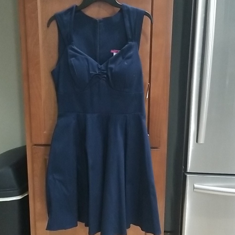 Modcloth Retro Fit & Flare Dress in Navy | L